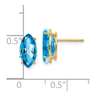 14K Yellow Gold Swiss Blue Topaz Marquise Stud Earrings – view 4