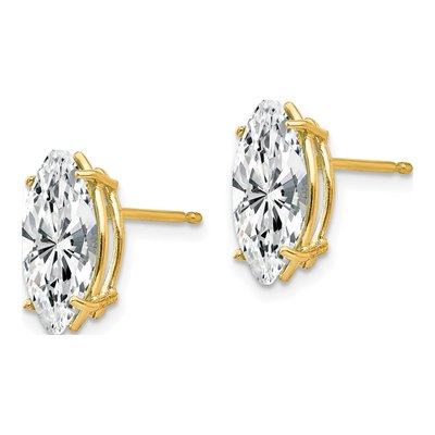 14K Yellow Gold CZ Marquise Stud Earrings – view 2