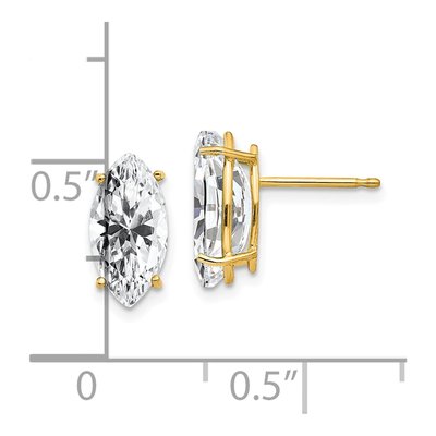 14K Yellow Gold CZ Marquise Stud Earrings – view 4