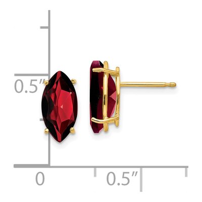 14K Yellow Gold Garnet Marquise Stud Earrings – view 4