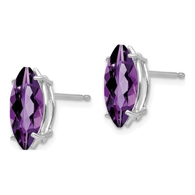 14K White Gold Amethyst Marquise Stud Earrings – view 2