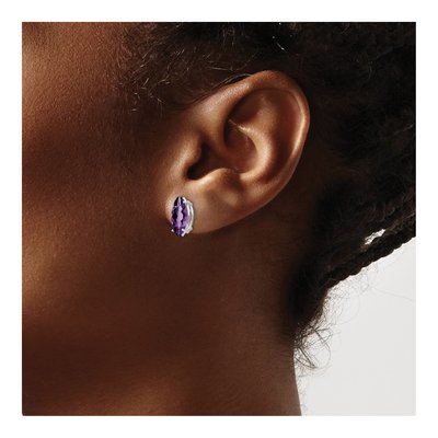 14K White Gold Amethyst Marquise Stud Earrings – view 3