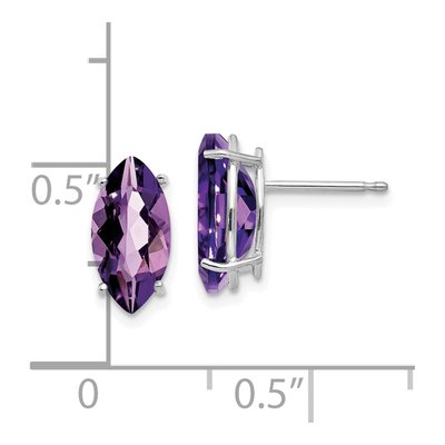 14K White Gold Amethyst Marquise Stud Earrings – view 4