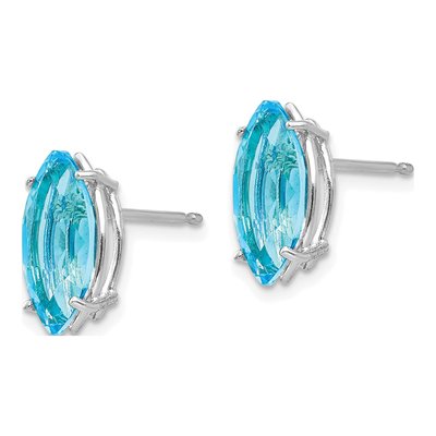 14K White Gold Swiss Blue Topaz Marquise Stud Earrings – view 2