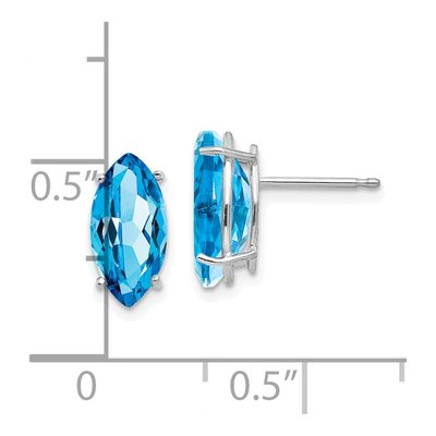 14K White Gold Swiss Blue Topaz Marquise Stud Earrings – view 4