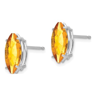 14K White Gold Citrine Marquise Stud Earrings – view 2