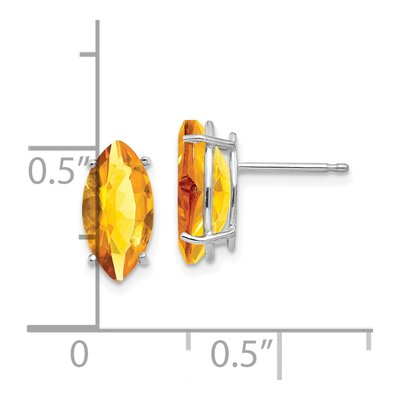 14K White Gold Citrine Marquise Stud Earrings – view 4