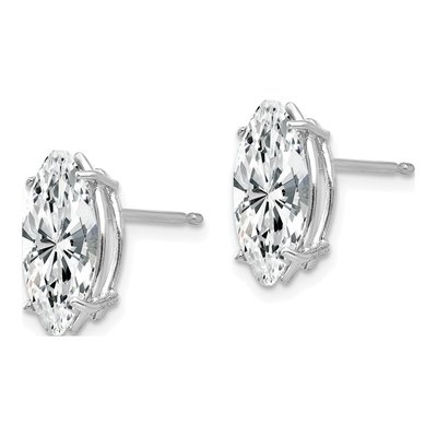 14K White Gold CZ Marquise Stud Earrings – view 2
