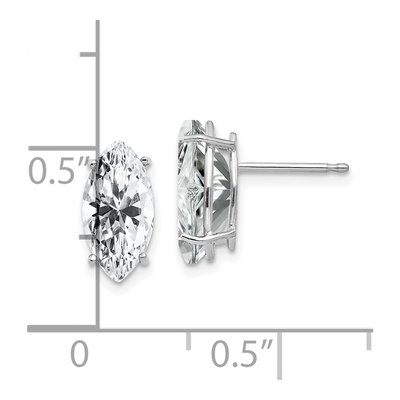 14K White Gold CZ Marquise Stud Earrings – view 4
