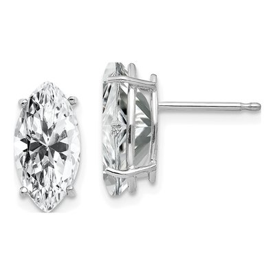 14K White Gold CZ Marquise Stud Earrings
