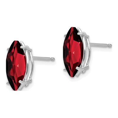 14K White Gold Garnet Marquise Stud Earrings – view 2
