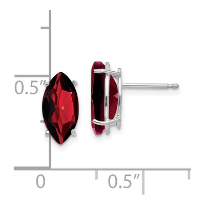 14K White Gold Garnet Marquise Stud Earrings – view 4
