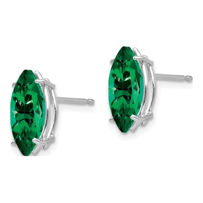 14K White Gold Lab-Created Helenite Marquise Mount St Helens Stud Earrings – view 2