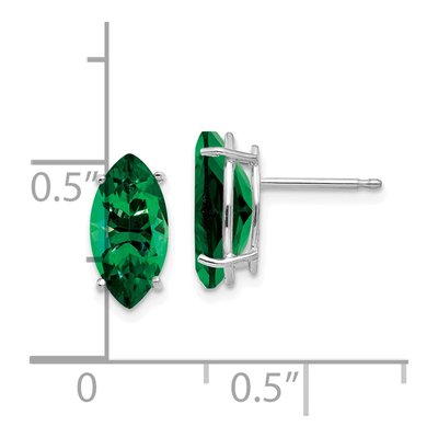 14K White Gold Lab-Created Helenite Marquise Mount St Helens Stud Earrings – view 4