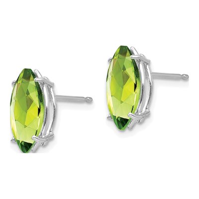 14K White Gold Peridot Marquise Stud Earrings – view 2