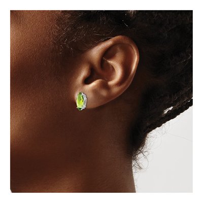 14K White Gold Peridot Marquise Stud Earrings – view 3
