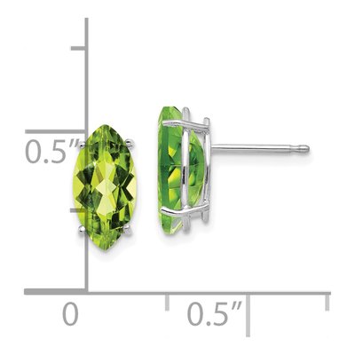 14K White Gold Peridot Marquise Stud Earrings – view 4