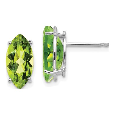 14K White Gold Peridot Marquise Stud Earrings