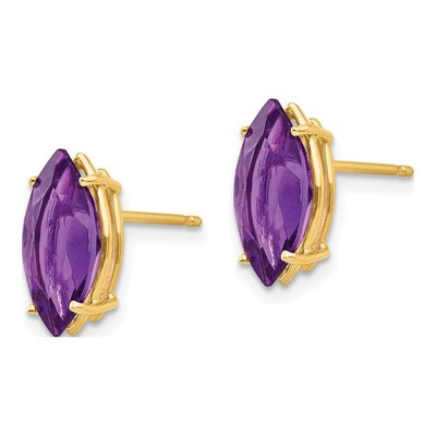 14K Yellow Gold Amethyst Marquise Stud Earrings – view 2