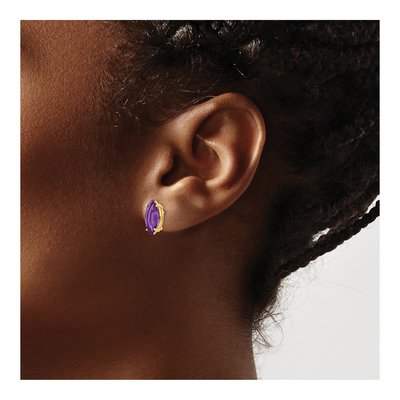 14K Yellow Gold Amethyst Marquise Stud Earrings – view 3