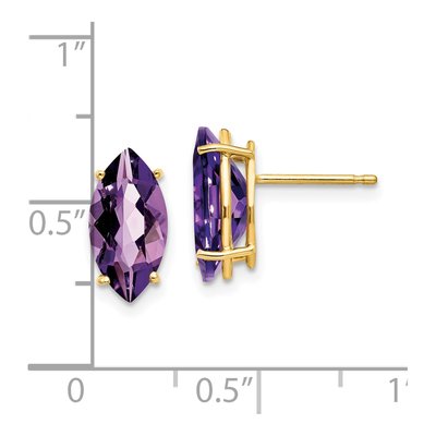 14K Yellow Gold Amethyst Marquise Stud Earrings – view 4