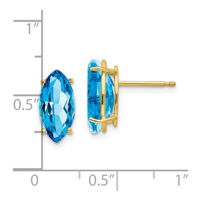 14K Yellow Gold Swiss Blue Topaz Marquise Stud Earrings – view 4