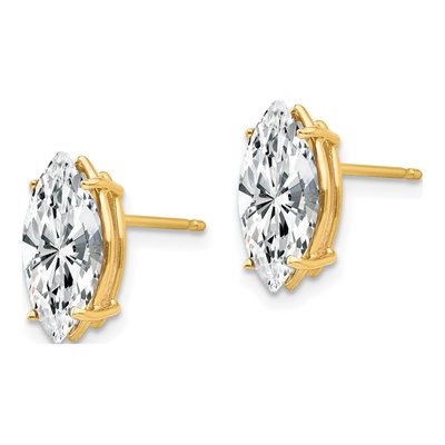 14K Yellow Gold CZ Marquise Stud Earrings – view 2