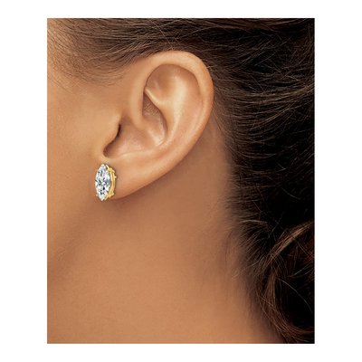 14K Yellow Gold CZ Marquise Stud Earrings – view 3