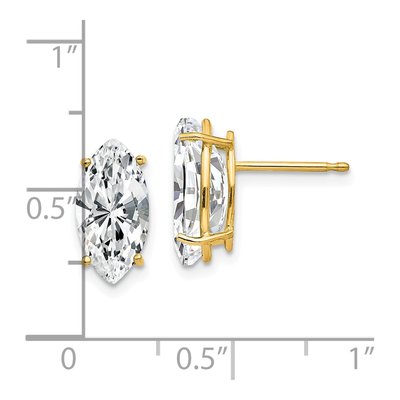 14K Yellow Gold CZ Marquise Stud Earrings – view 4