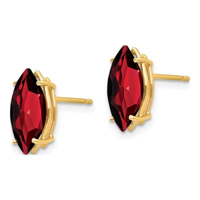 14K Yellow Gold Garnet Marquise Stud Earrings – view 2