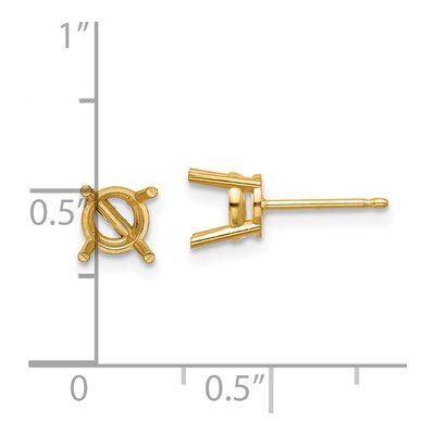 14K Yellow Gold Cushion Earring Mounting – view 2