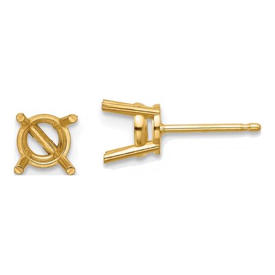 14K Yellow Gold Cushion Earring Mounting