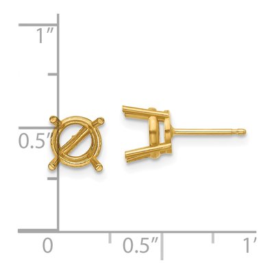 14K Yellow Gold Cushion Stud Earring Mounting – view 2