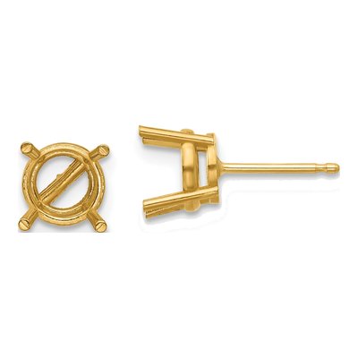 14K Yellow Gold Cushion Stud Earring Mounting