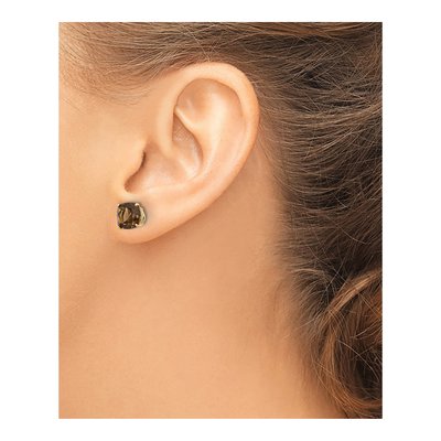 14K Yellow Gold Smoky Quartz Cushion Post Earrings – view 4