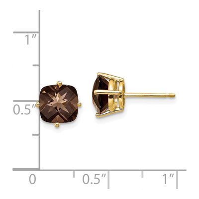 14K Yellow Gold Smoky Quartz Cushion Post Earrings – view 5