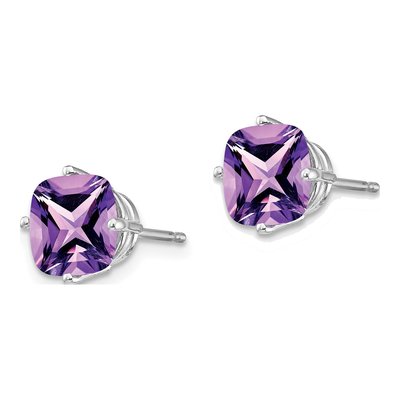 14K White Gold Cushion Amethyst Earring Mounting – view 2