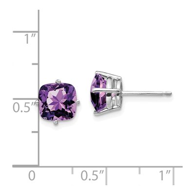 14K White Gold Cushion Amethyst Earring Mounting – view 4