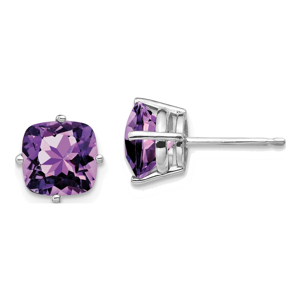 14K White Gold Cushion Amethyst Earring Mounting