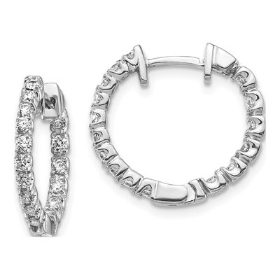 14K White Gold 5/8 ct tw 17mm Diamond Inside-Out Hoop Earrings