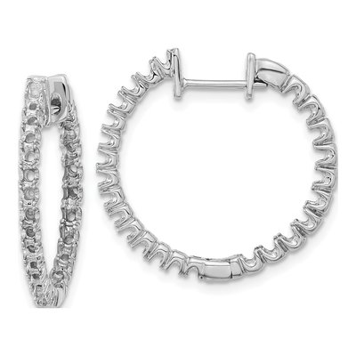 14K White Gold Inside-Out Hinged Hoop Earring Mounting