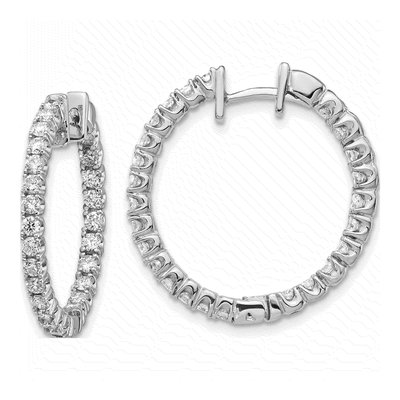 14K White Gold 1.4 ct tw 17mm Diamond Inside-Out Hoop Earrings