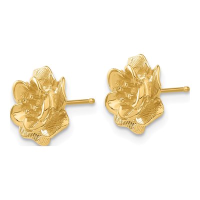 14K Yellow Gold Fancy Diamond Flower Earring Mounting – view 3