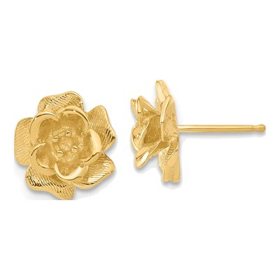 14K Yellow Gold Fancy Diamond Flower Earring Mounting