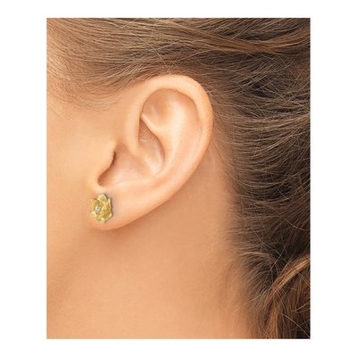14K Yellow Gold 1/15 ct tw 2mm Round Diamond Flower Stud Earrings – view 4