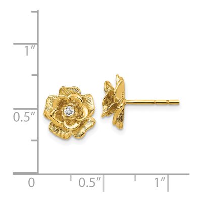 14K Yellow Gold 1/15 ct tw 2mm Round Diamond Flower Stud Earrings – view 5