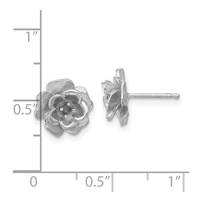 14K White Gold Flower Earring Mounting – view 2