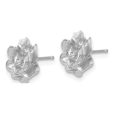 14K White Gold 1/15 ct tw 2mm Round Diamond Flower Stud Earrings – view 2