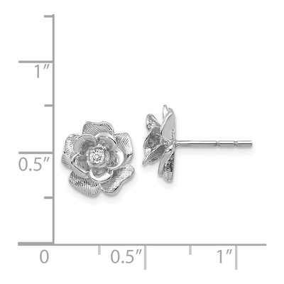 14K White Gold 1/15 ct tw 2mm Round Diamond Flower Stud Earrings – view 4