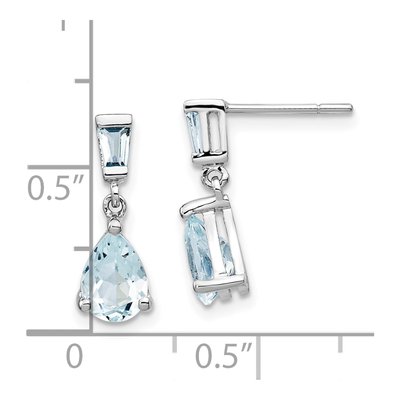14K White Gold Aquamarine Pear Baguette Dangle Earrings – view 5
